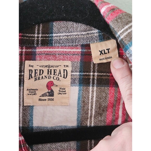 Red Head Flannel Shirt Size XLT Long Sleeve Plaid Cotton Rodeo Western Hiking - Picture 3 of 13